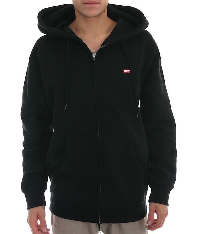 OBEY BAR LOGO ジップアップパーカー ブラック
